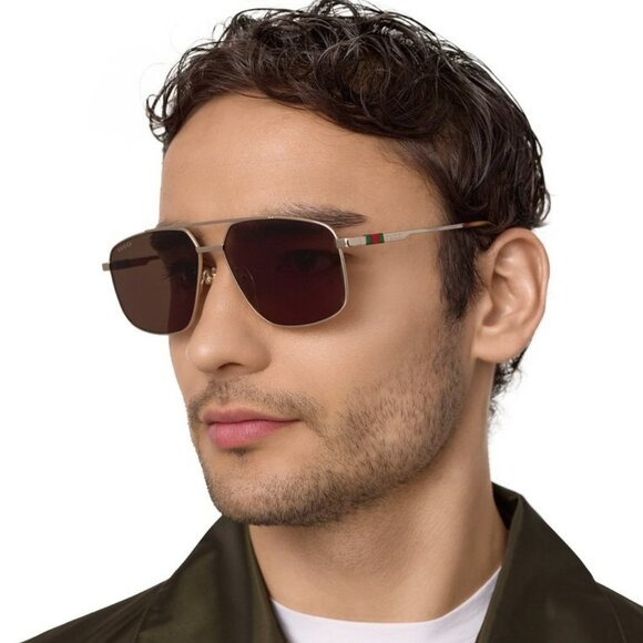 Gucci Men NAVIGATOR Sunglasses Gold Brown Aviator GG1676S 002 BRAND NEW - Picture 13 of 13